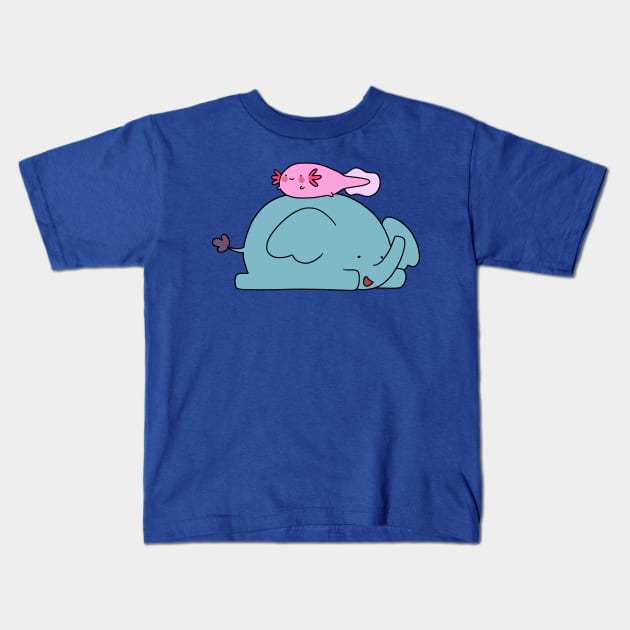 Axolotl and Elephant Kids T-Shirt by saradaboru